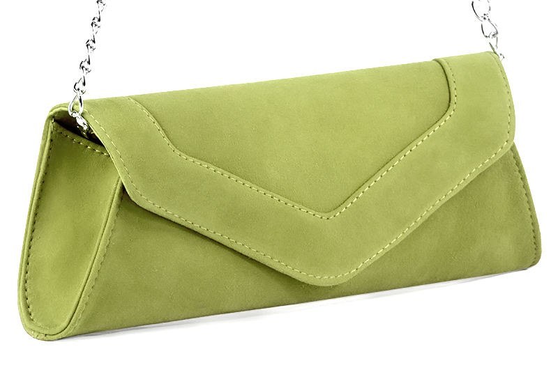 Pistachio green women's dress clutch, for weddings, ceremonies, cocktails and parties. Front view - Florence KOOIJMAN